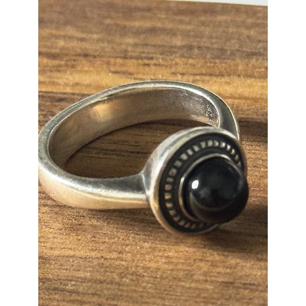 James Avery Retired Sterling Silver Black Onyx Beaded Ring Size 7